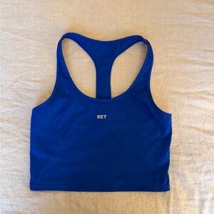 Blue SET Racerback Cropped Tank